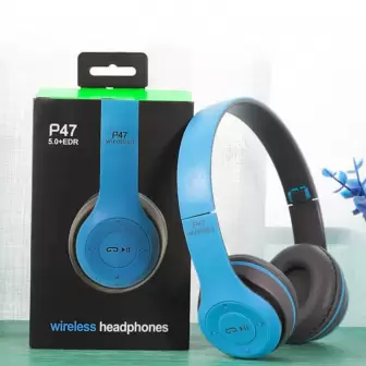 P74 Bluetooth Mp3 Radyo Kablosuz Kulaklık Mavi resim 2