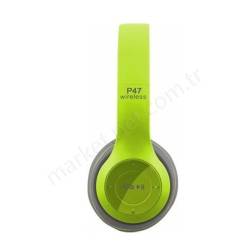 P47 Bluetooth Mp3 Radyo Kablosuz Kulaklık Yeşil resim2